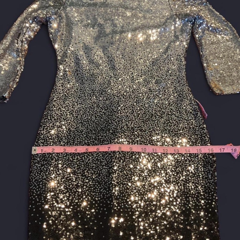 Premier Amour Silver to Black Ombré Sequin Dress - Picture 6 of 8